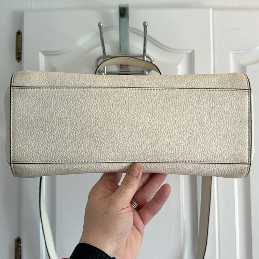 KATE SPADE ♠️ Leather Chantal Bridge Place Cream White Bow Satchel Shoulder Bag - Picture 4 of 13